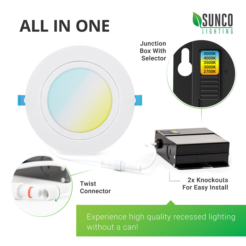 LED Recessed Lighting Kit, 6-Inch, Slim Gimbal, Selectable CCT | LED ...