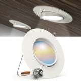 Recessed LED Retrofit Lighting, 5/6 Inch, Gimbal, Selectable CCT, 800 Lumens (Off White Trim)