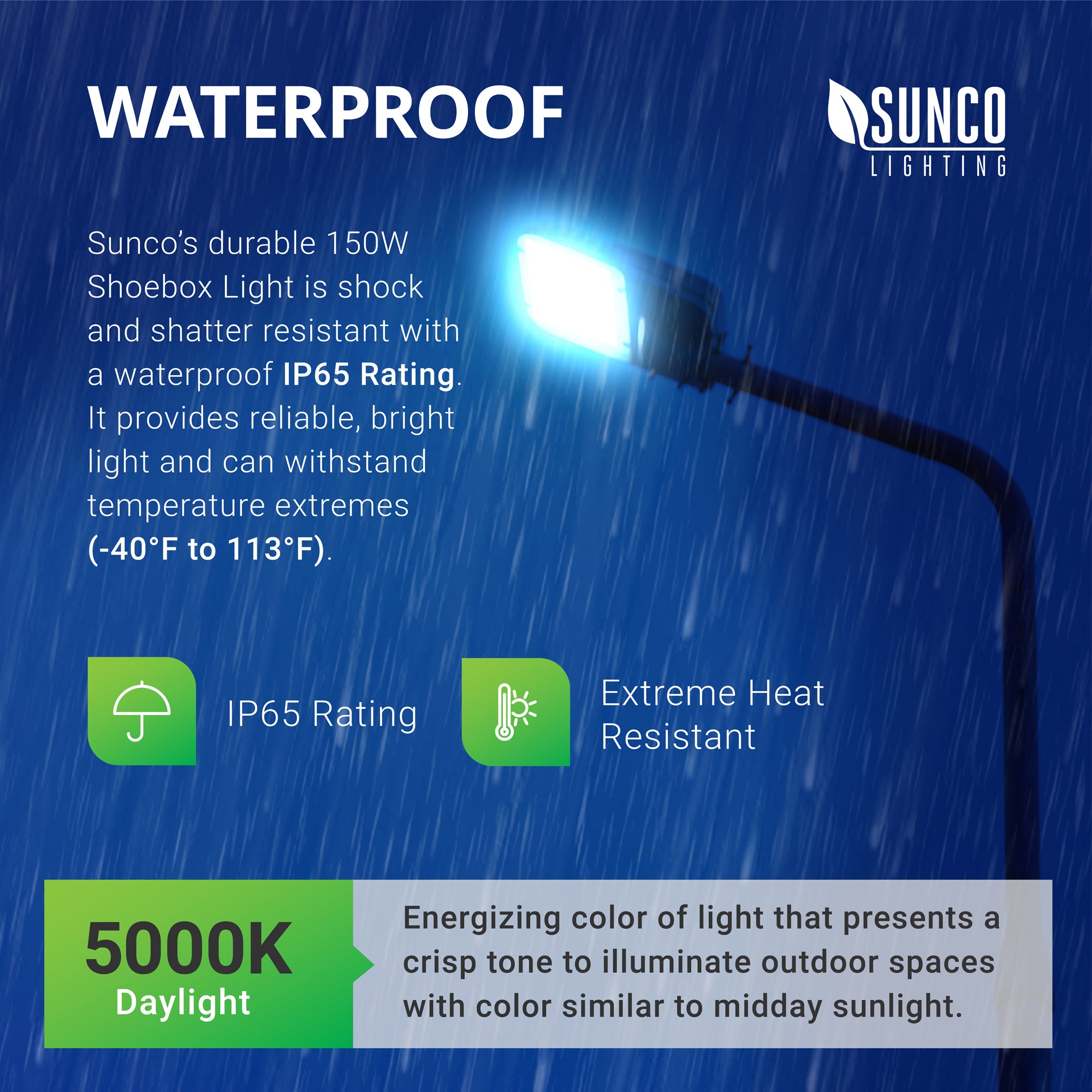 Lamp Shining 150W, 5700K, LED Shoebox Pole Light with Photocell, 21000 Lm,  500W MH Equivalent
