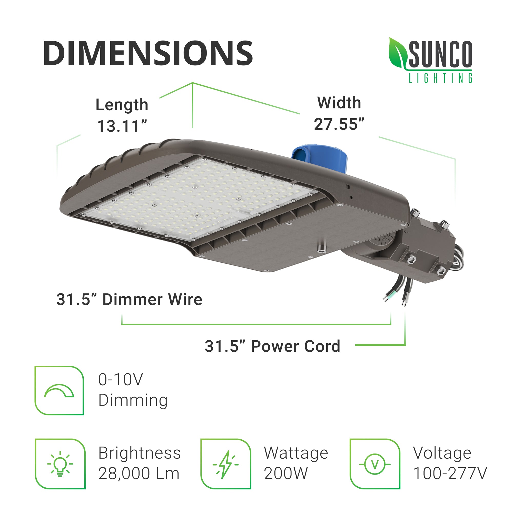 Shoebox LED 200W Parking Light Fixture LED LIGHTING SUNCO – Sunco  Lighting