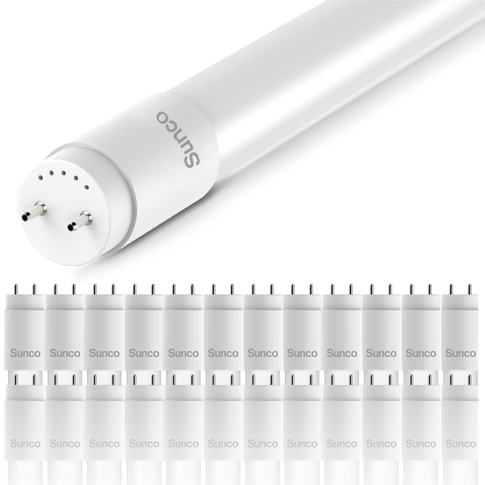 T8 LED Tube, 4ft, Frosted, Bypass, Type B, 18W, 2200 Lumens