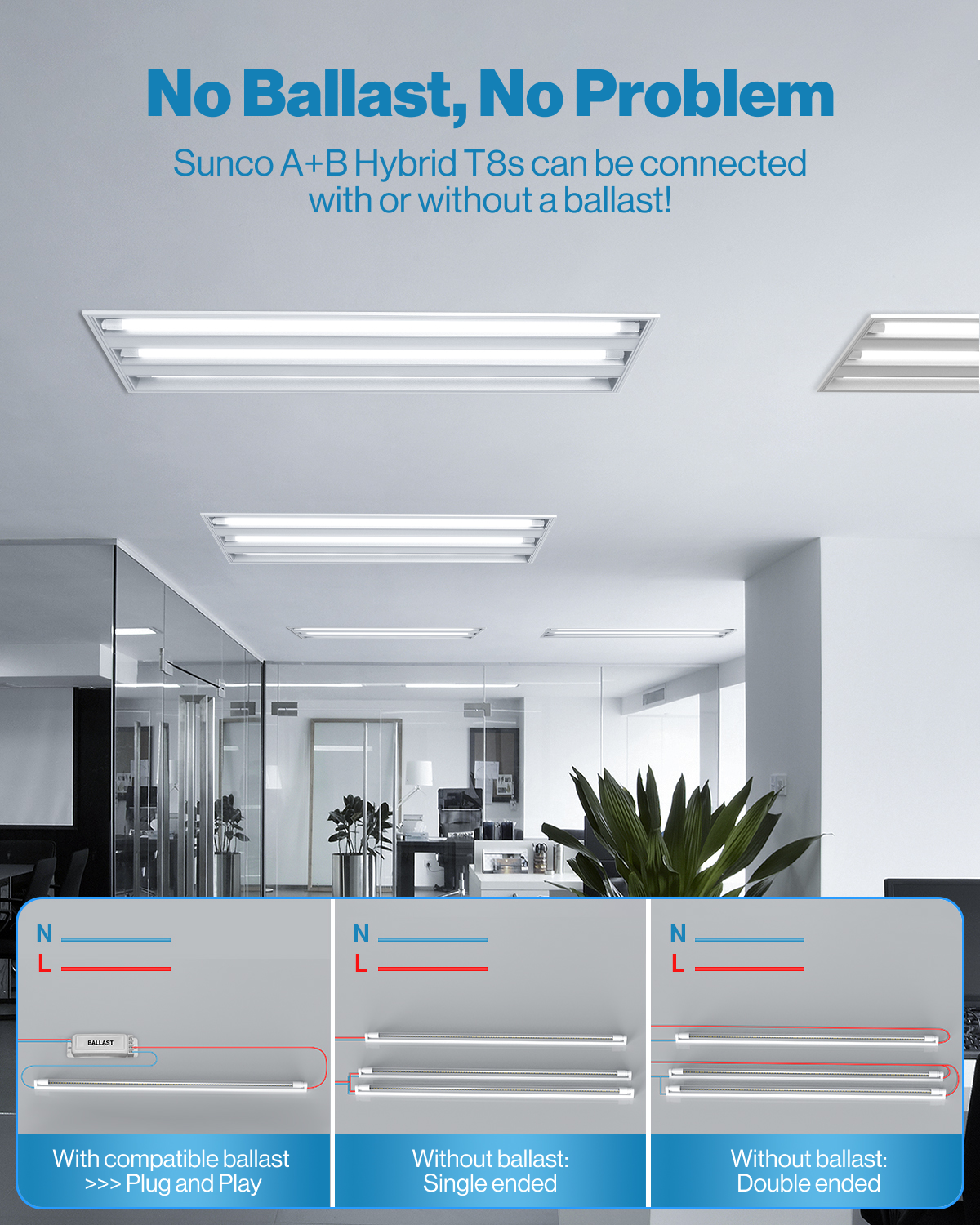 Experience bright and consistent lighting with LED tube lights. They provide instant illumination without any flickering or warm-up time, ensuring a comfortable and productive environment.
