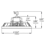 UFO High Bay LED Fixture, 250W/200W/180W, Orion, 277-480V, Selectable Wattage & CCT, 33700 Lumens