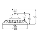 UFO High Bay LED Fixture, 150W/100W/80W, Whitney, 277-480V, Selectable Wattage & CCT, 21700 Lumens