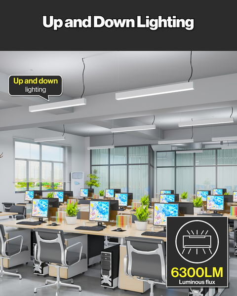 4ft LED Linear Pendant Up/Down Light, White, 57W, 6300 Lumens – Sunco ...