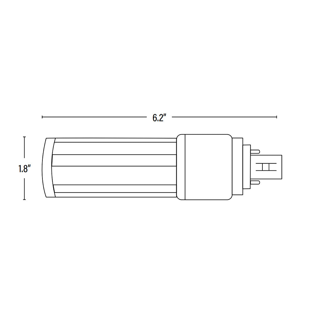 LED PL Retrofit Lamp, G24Q 4-Pin, 1320 Lumens, dimensions