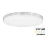 13 Inch Round Brushed Nickel Ceiling Light, Color Selectable, 1400 Lumens