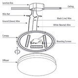 13 Inch Round Brushed Nickel Ceiling Light, Color Selectable, 1400 Lumens