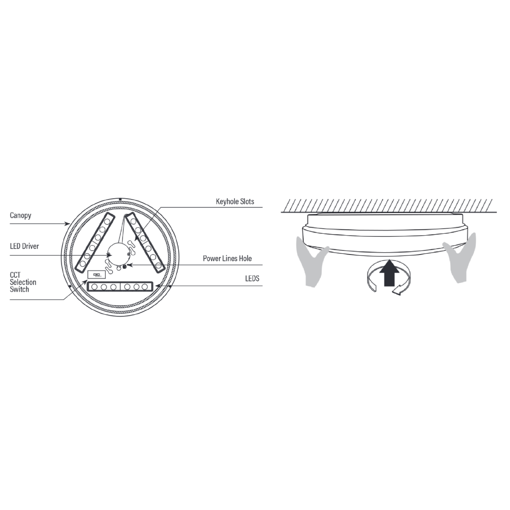13 Inch Round Brushed Nickel Ceiling Light, Color Selectable, 1400 Lumens