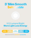 Recessed LED Lighting, 3 Inch, Slim, Selectable CCT, 500 Lumens