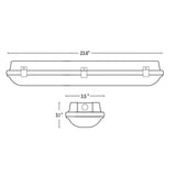 2ft LED Vapor Tight Fixture, 20W, 2620 Lumens dimensions