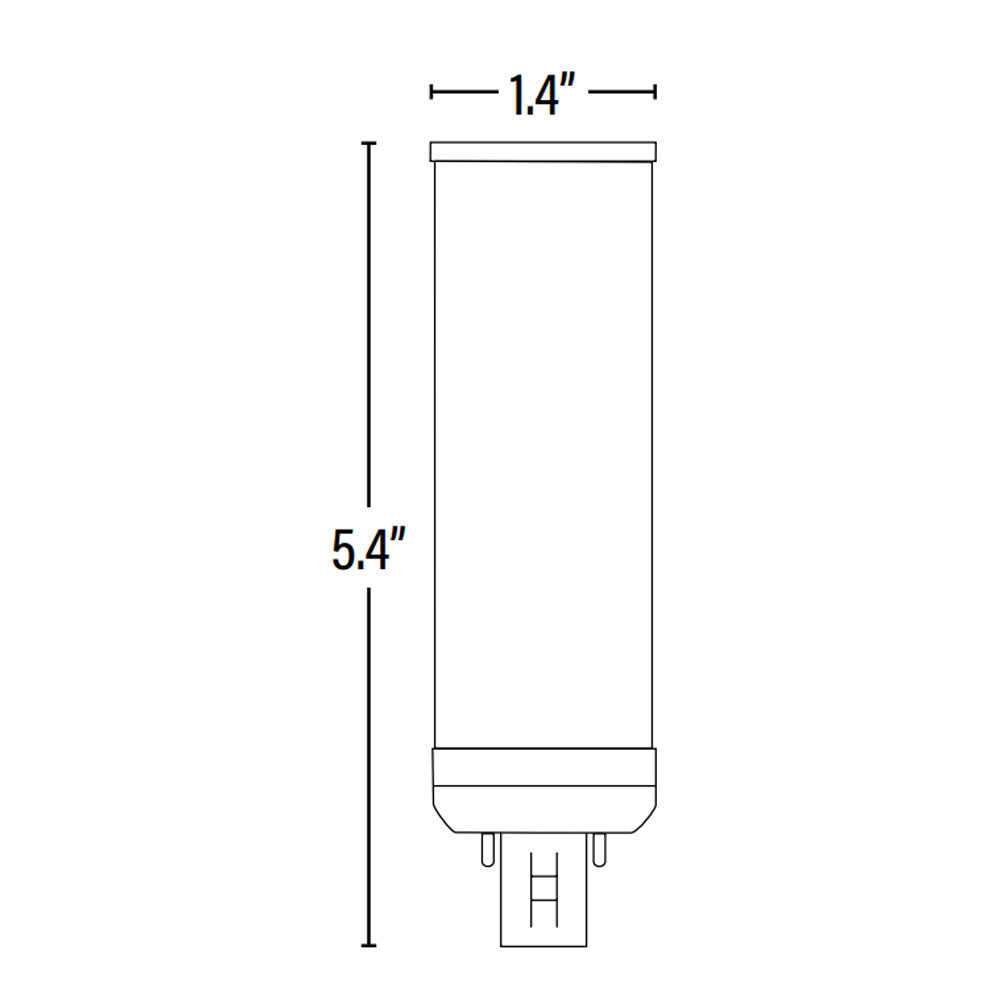 LED PL Retrofit Lamp, G24Q 4-Pin, Selectable CCT, 625 Lumens, dimensions