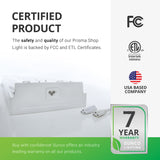 This is a certified product so you can buy with confidence. The safety and quality of our Prisma Shop Lights is backed by FCC and ETL certificates. Sunco offers an industry leading warranty on all our products. This 7-inch Prisma Wraparound has a 7-year warranty. Sunco is based in the USA and is American owned and operated. 