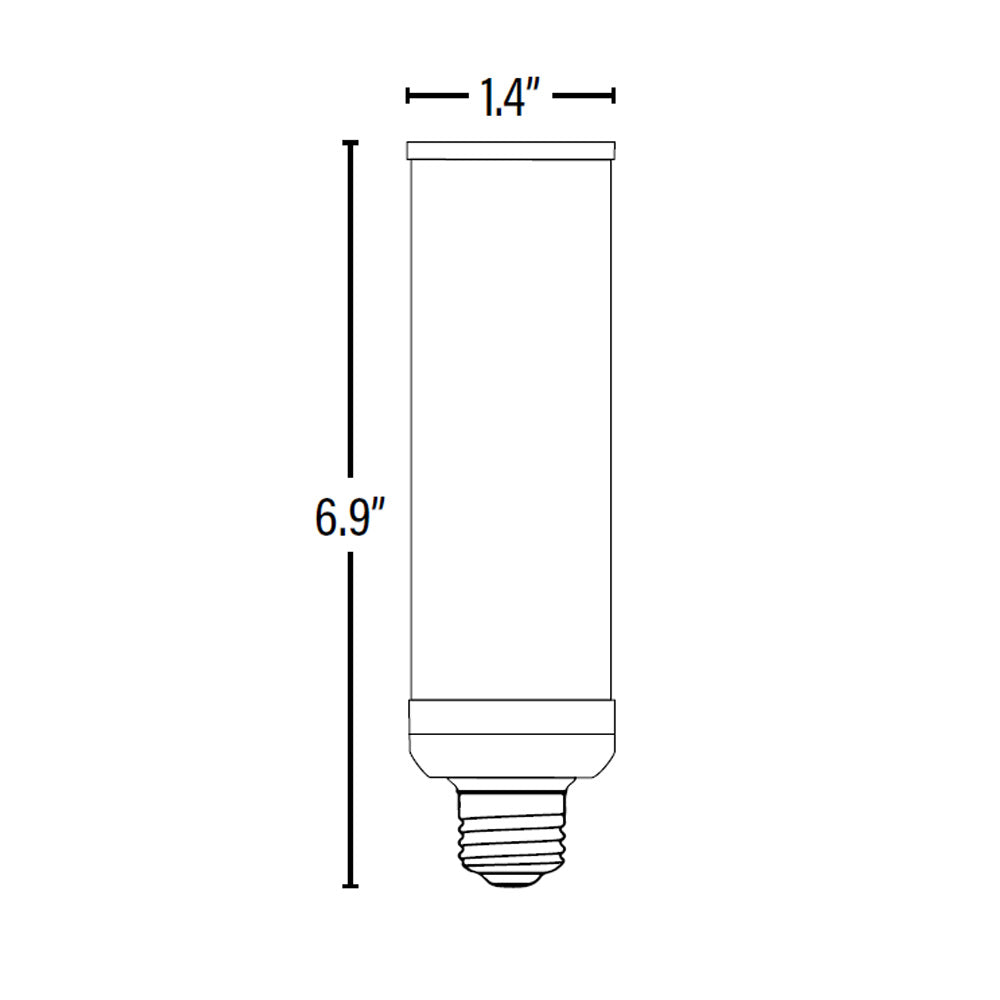 LED PL Retrofit Lamp, E26, Selectable CCT, 1050 Lumens, dimensions
