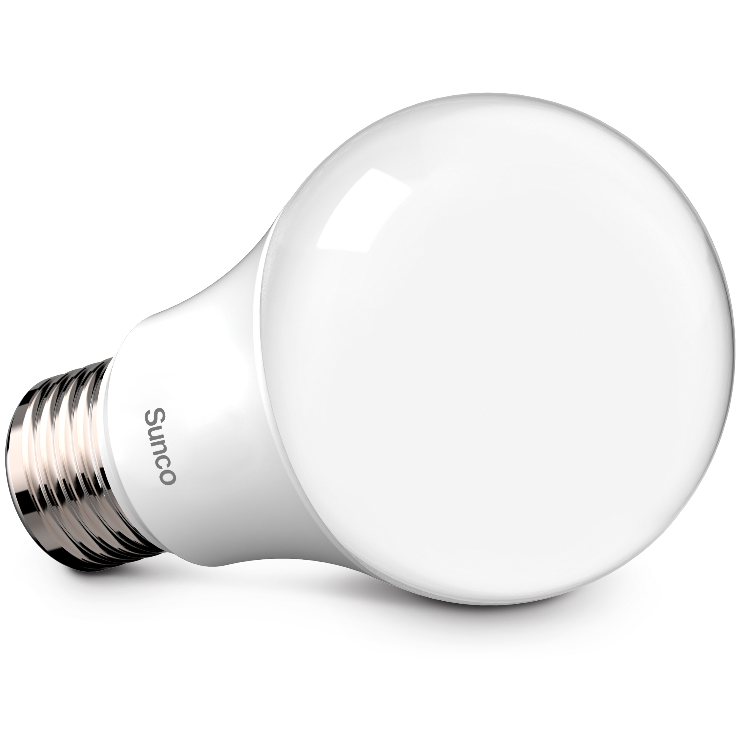 When you reduce your power consumption by using low watt LED light bulbs instead of high watt incandescent bulbs, you can lower your power bill. Sunco’s A19 9W LED Bulb is a 60W equivalent. 9W=60W is a lot of power savings. It can add up when you have multiple table lamps in your living room or desk lamps in an office. This image shows the non-dimmable A19 LED bulb on its size to show off its standard a series light bulb shape.