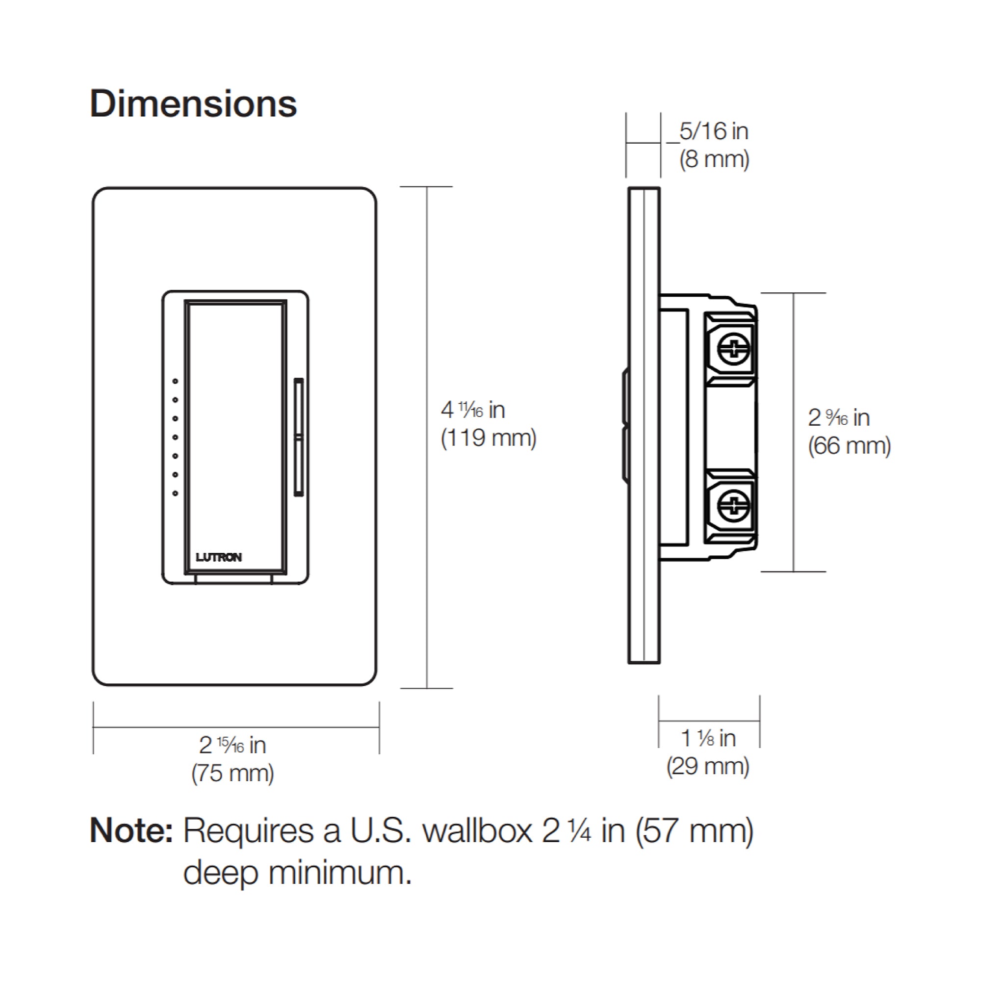 Lutron Diva Single-pole/3-way LED Rocker Light Dimmer Switch with