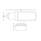 LED PL Retrofit Lamp, G24q 4 Pin/H, 950 Lumens, Horizontal