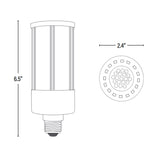 LED Corn Bulb, 16W, 2080 Lumens, dimensions