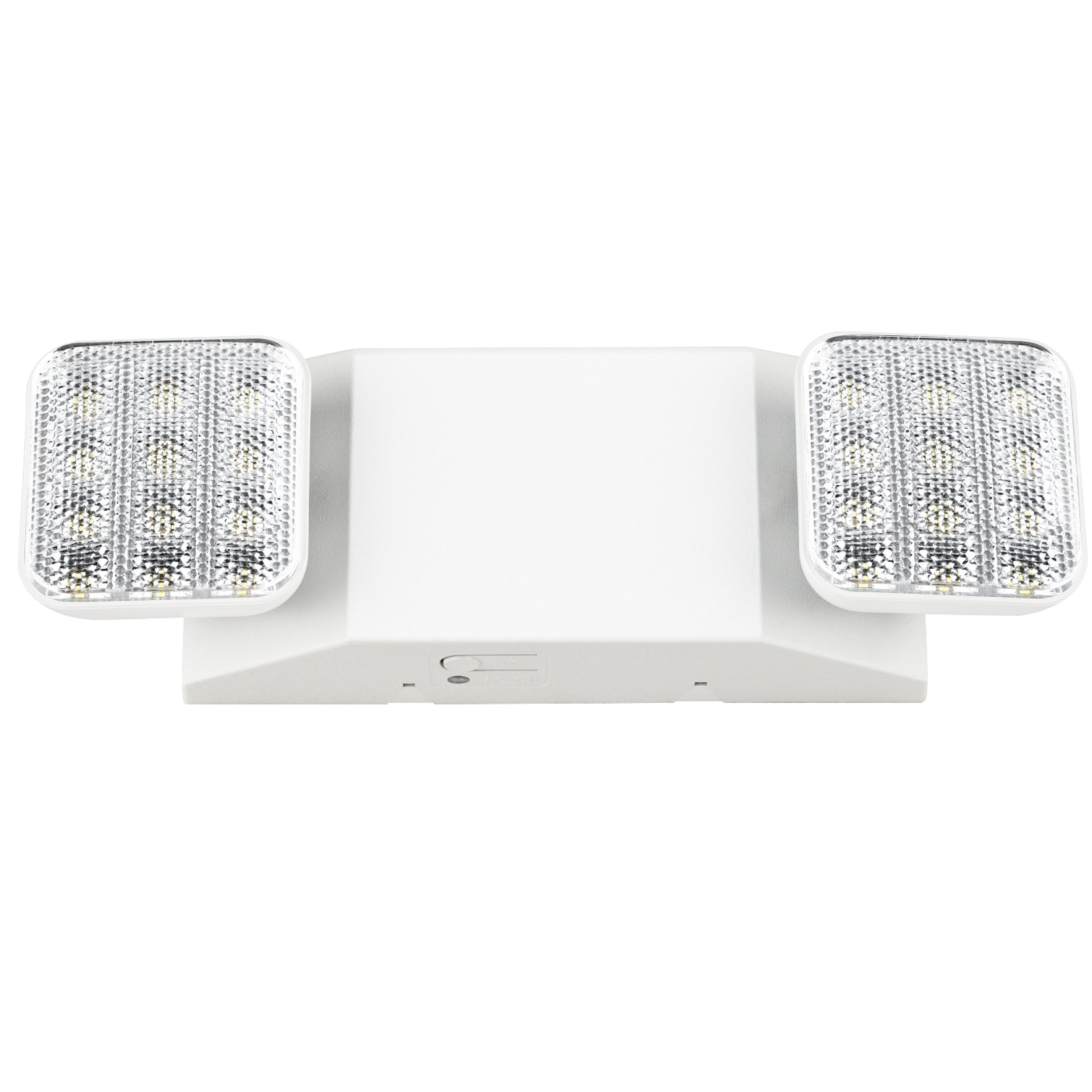 This LED Emergency Light from Sunco Lighting features 2 adjustable LED flood lights that swivel and rotate to light up the path to safety. With a 50,000hour lifespan and integrated LED heads your maintenance will be low with this product. It includes a 180-minute backup battery to turn on during a power outage or emergency situation with a power loss. Can be wall mounted for light in stairwells, interior rooms without windows, and janitorial spaces or access hallways to provide emergency light.