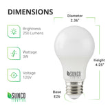 A19 3W LED Bulb, 250 Lumens