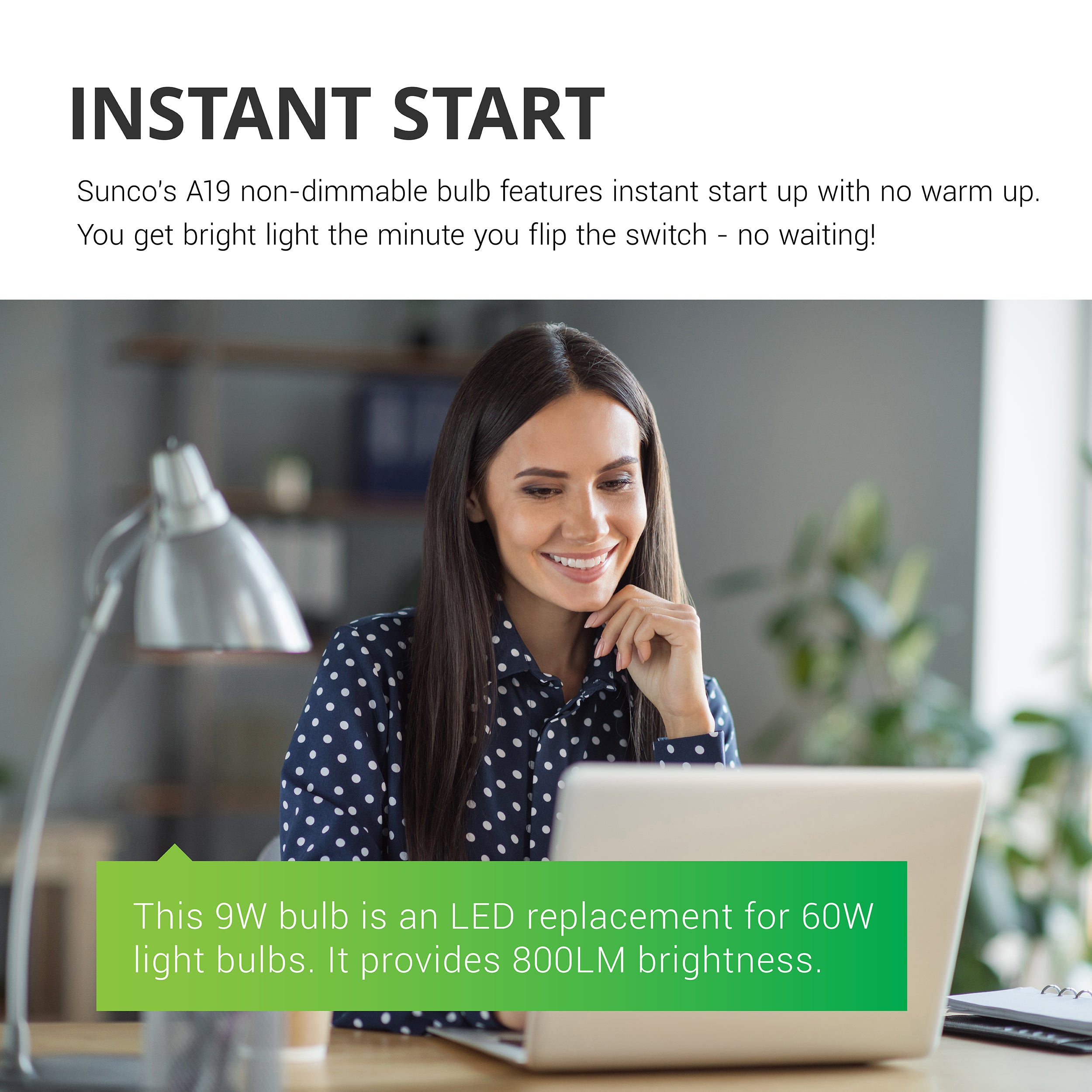 A19 9W LED Bulb, Non Dimmable, 850 Lumens
