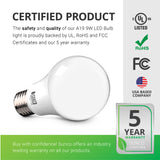A19 9W LED Bulb, Non Dimmable, 850 Lumens