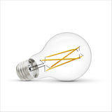 Sunco A19 LED Filament Bulb with Dusk to Dawn is shown on its side in this photo. Dusk to Dawn technology means that you can set it and forget it. D2D LEDs do not need a timer for the light to turn on at night. Simply turn on the light switch and wait for dark. The built in sensor does all the work for you.