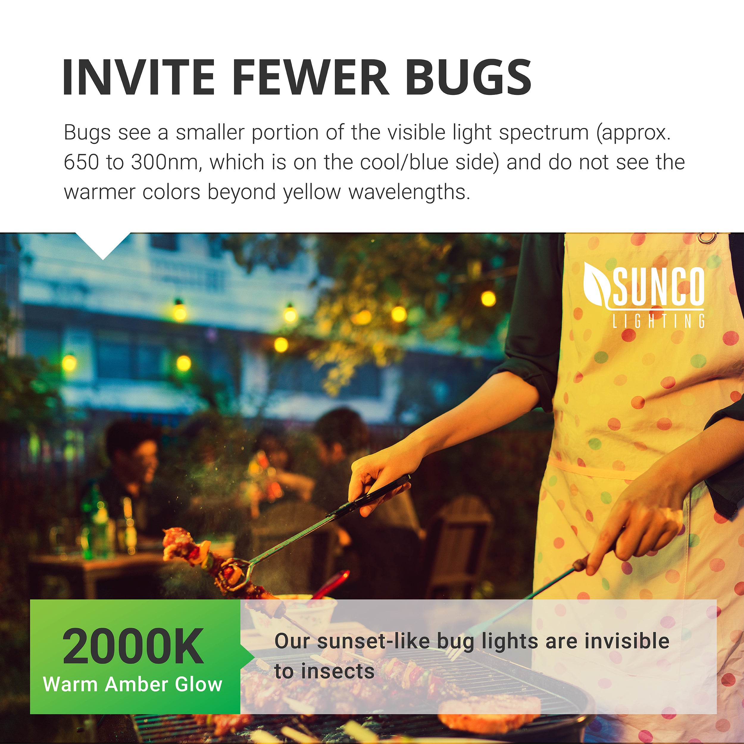 A19 LED Bulb, Yellow Bug Light, Dusk to Dawn, 480 Lumens