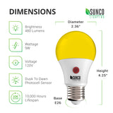 A19 LED Bulb, Yellow Bug Light, Dusk to Dawn, 480 Lumens