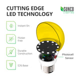 A19 LED Bulb, Yellow Bug Light, Dusk to Dawn, 480 Lumens