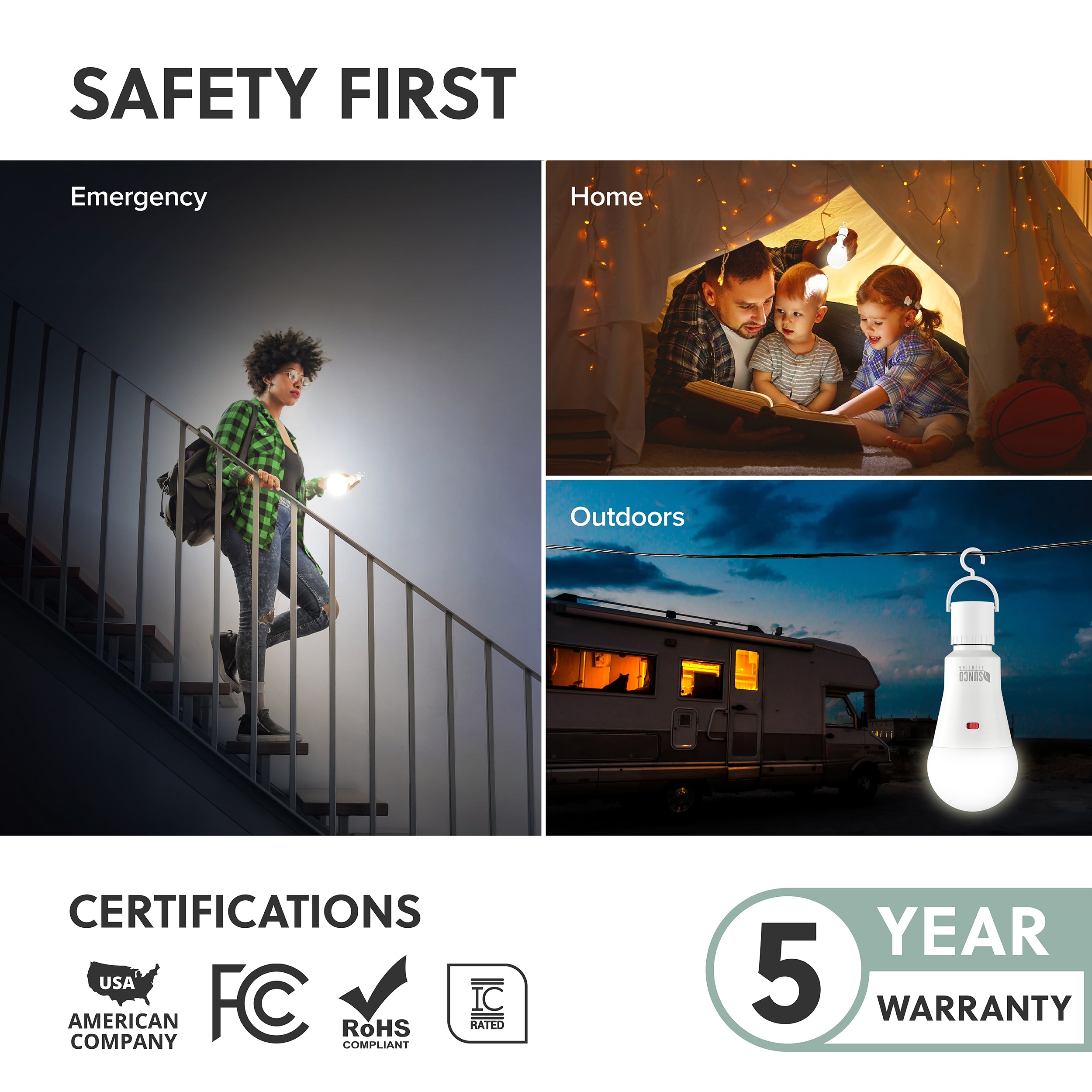 A21 LED Bulb with Emergency Backup Battery, 8W, 800 Lumens