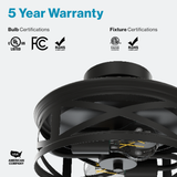 Sunco Lighting Matte Black Semi-Flush Ceiling Light Fixture with LED Filament Bulbs, 5 Year Sunco product warranty UL Listed FCC RoHS ETL certified