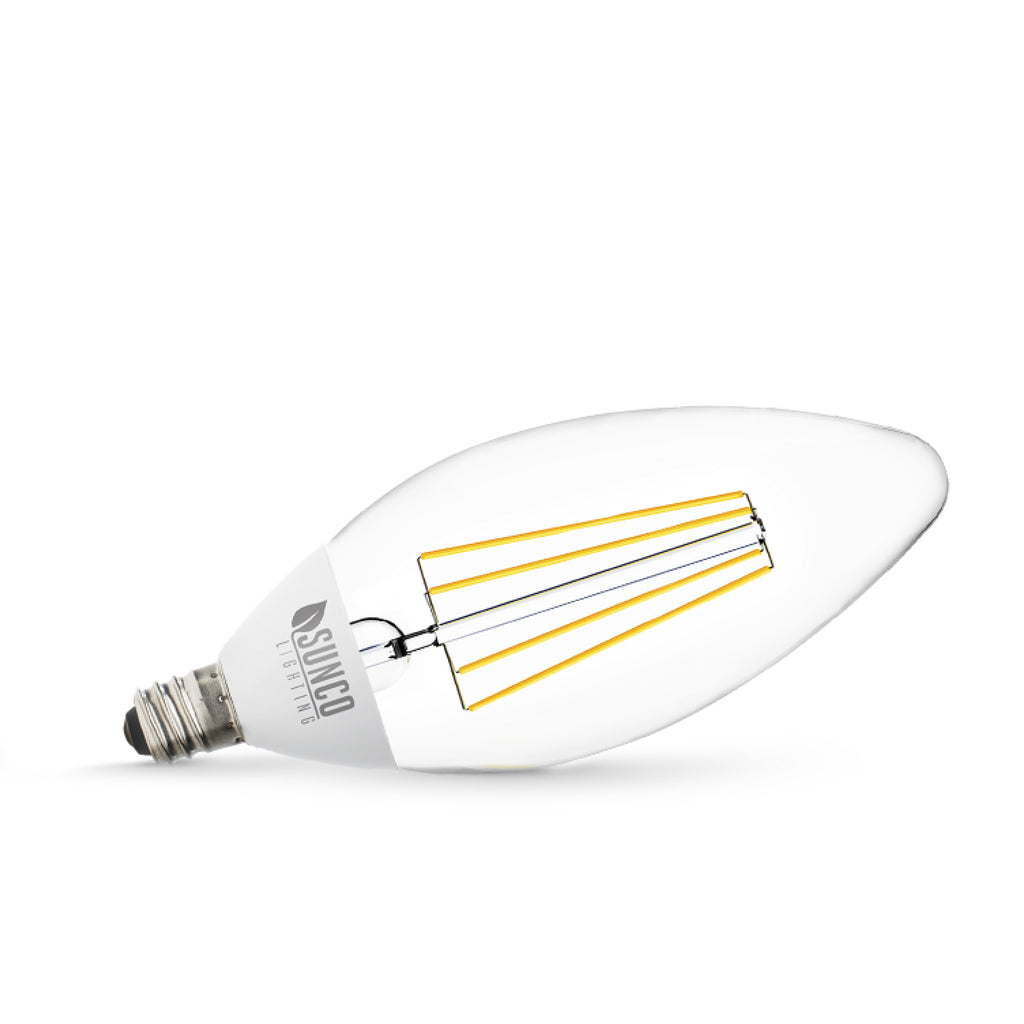 B11 LED Candelabra Bulb, Filament, Dusk to Dawn LED LIGHTING SUNCO