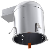 Sunco airtight and IC Rated 6-inch remodel cans accept LED retrofit downlights (sold separately) with the included TP24 connector. In this image the connected junction box, flexible conduit, TP24 connector, and mount clips are visible. The remodeling or mount clips push from inside the can to secure the can to the ceiling. Running on 120/277V, this can helps you remodel finished ceilings with downlight without tearing up your ceilings. Bulk Buyer Options Available!