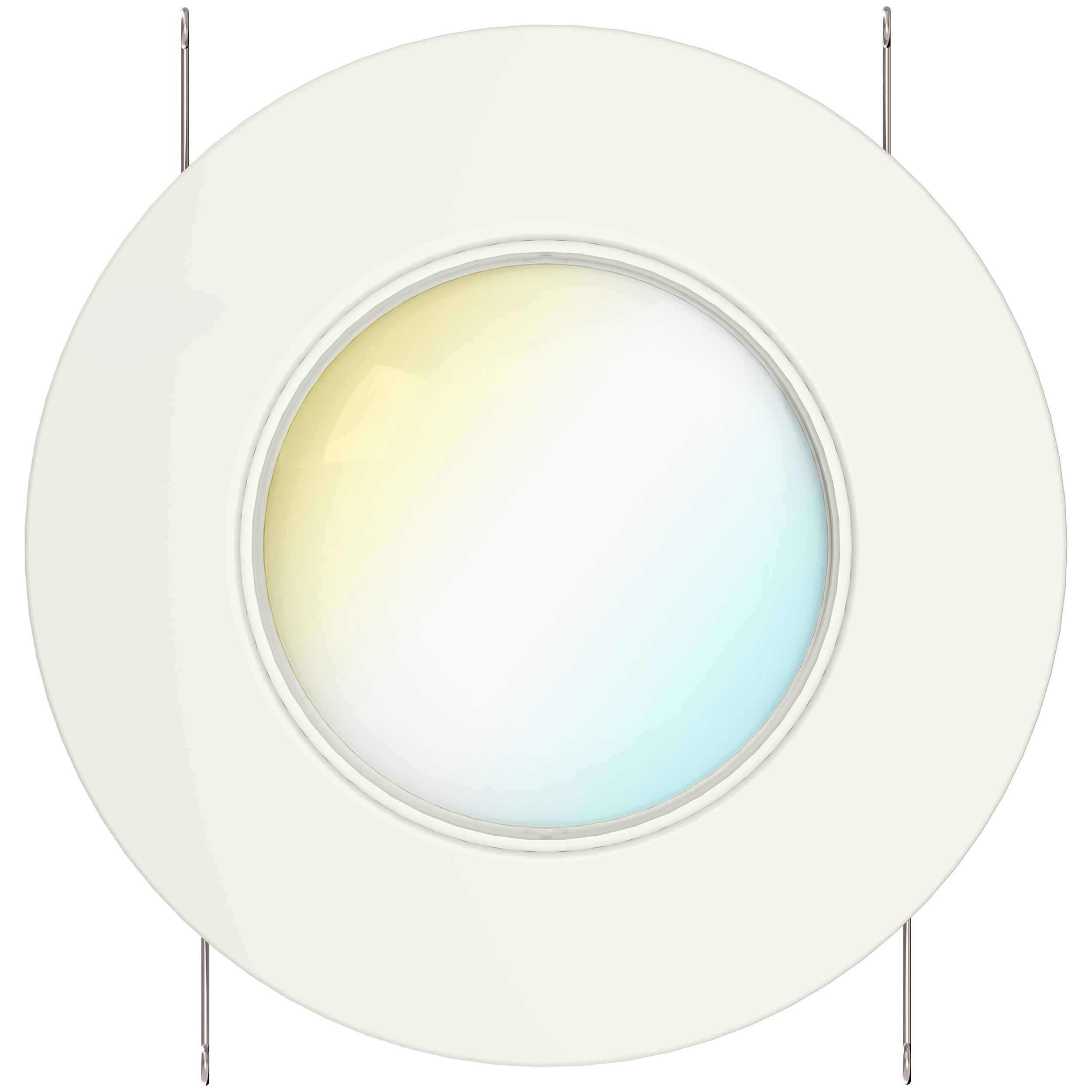 This Gimbal Retrofit recessed light features Selectable CCT. This LED recessed light fits inside recessed cans and is held in place by spring clips. It includes a slider to change color temperature during installation. It comes with an E26 adapter and a TP24 connector to power the light. You can rotate and tilt the gimbal optic or leave it pointing straight down light what is shown here. Works great in vaulted ceilings and to spotlight artwork.