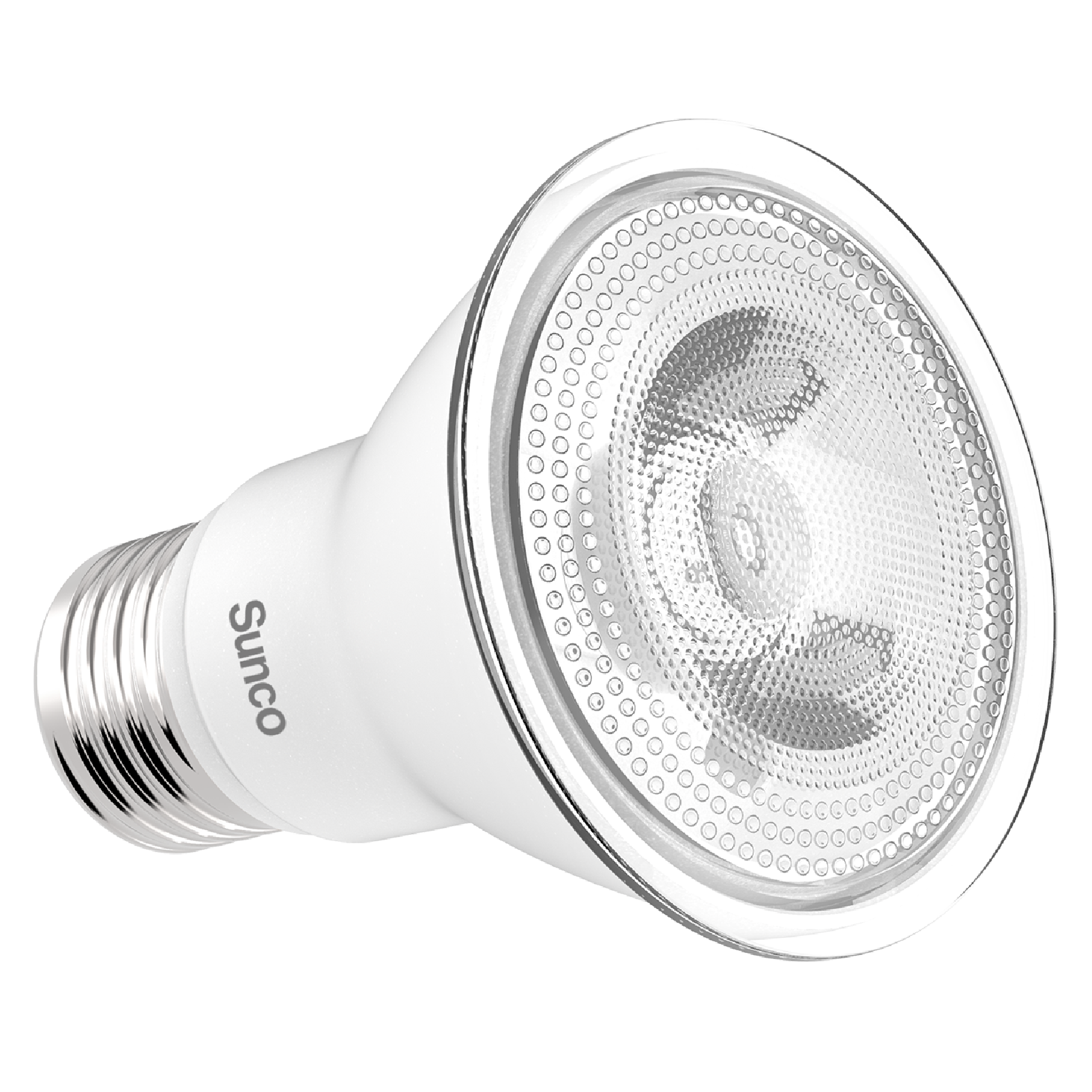 This PAR20 LED Bulb offers a bright light in a spot beam spread of 40-degrees. Its E26 base makes it a perfect LED replacement bulb, especially since it is IP65 wet rated for outdoor use. Use it for landscaping outside or as a spotlight inside for artwork, sculptures, and architectural details. Its compact form makes it fit in 4-inch recessed cans for reliable downlight in your office, living room, kitchen, or bath.
