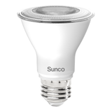 The Sunco Lighting PAR20 LED Bulb with its E26 base is waterproof for outdoor lighting applications. The dimmable bulb works great for spotlighting trees, signs, or sculptures in your landscaping, along with highlighting architectural details. This 7W bulb is a 50W equivalent to help reduce your electric bills when compared to a traditional light bulb. Inside you can use it for highlighting paintings, artwork, or architectural details as a track lighting or recessed lighting solution.