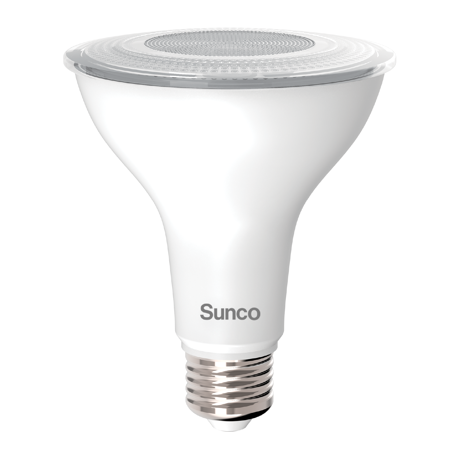 Sunco Lighting PAR30 LED Bulb with an E26 base is dimmable, IP65 rated so it is wet rated for outdoor use. Ideal as a spotlight with its narrow 40-degree light beam. This is an 11W bulb that is a 75W equivalent. This lamp is wet rated as an exterior lighting solution or you can use it in wet areas inside like your bathroom or kitchen. PAR spot light bulbs are great in recessed cans as downlights for task lighting inside or to highlight landscape features and architecture outside.
