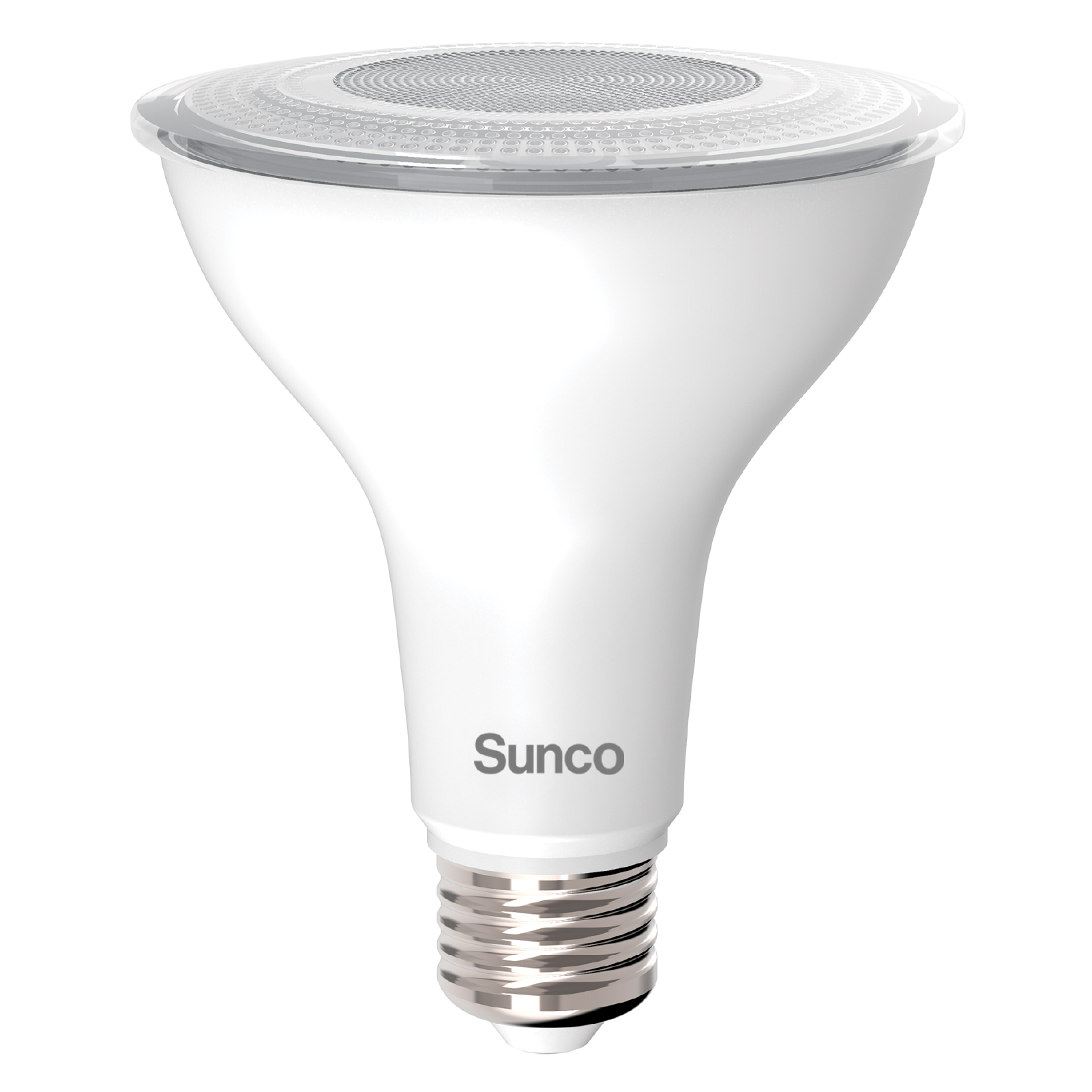 Sunco PAR30 LED Bulb Dusk to Dawn is wet rated for outdoor use and includes an E26 base. The Dusk to Dawn feature automatically turns LED on when no light is detected and off again when light returns. A wet rated, 11W LED that is equivalent to a 75W traditional bulb. The narrow 40-degree bulb works well as a spotlight in landscape lighting to highlight sculpture or greenery or architectural details.