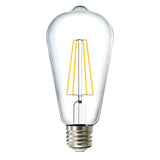 Sunco ST64 LED Bulb Filament Dusk to Dawn with a clear glass housing and LED filaments inside in an E26 base provides retro styling and the popular vintage look of an Edison-style bulb. Wet Rated for outdoor use in string lights. Includes Dusk to Dawn so your lights automatically turn on when the photocell sensor detects no light and off again when light returns. Also known as an ST19 Filament Bulb.