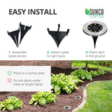 Sunco Lighting Round LED Solar Path Light Easy Install Place in Sunny Areas Do Not Place Under Trees or Bright Lights