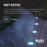 Sunco Lighting Round LED Solar Path Light Weather Resistant IP65 Rated Wet Rated Garden and Pathway Accent