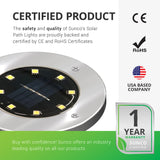 Sunco Lighting Round LED Solar Path Light Safety Quality Certified CE RoHS Certificates 1 Year Warranty 