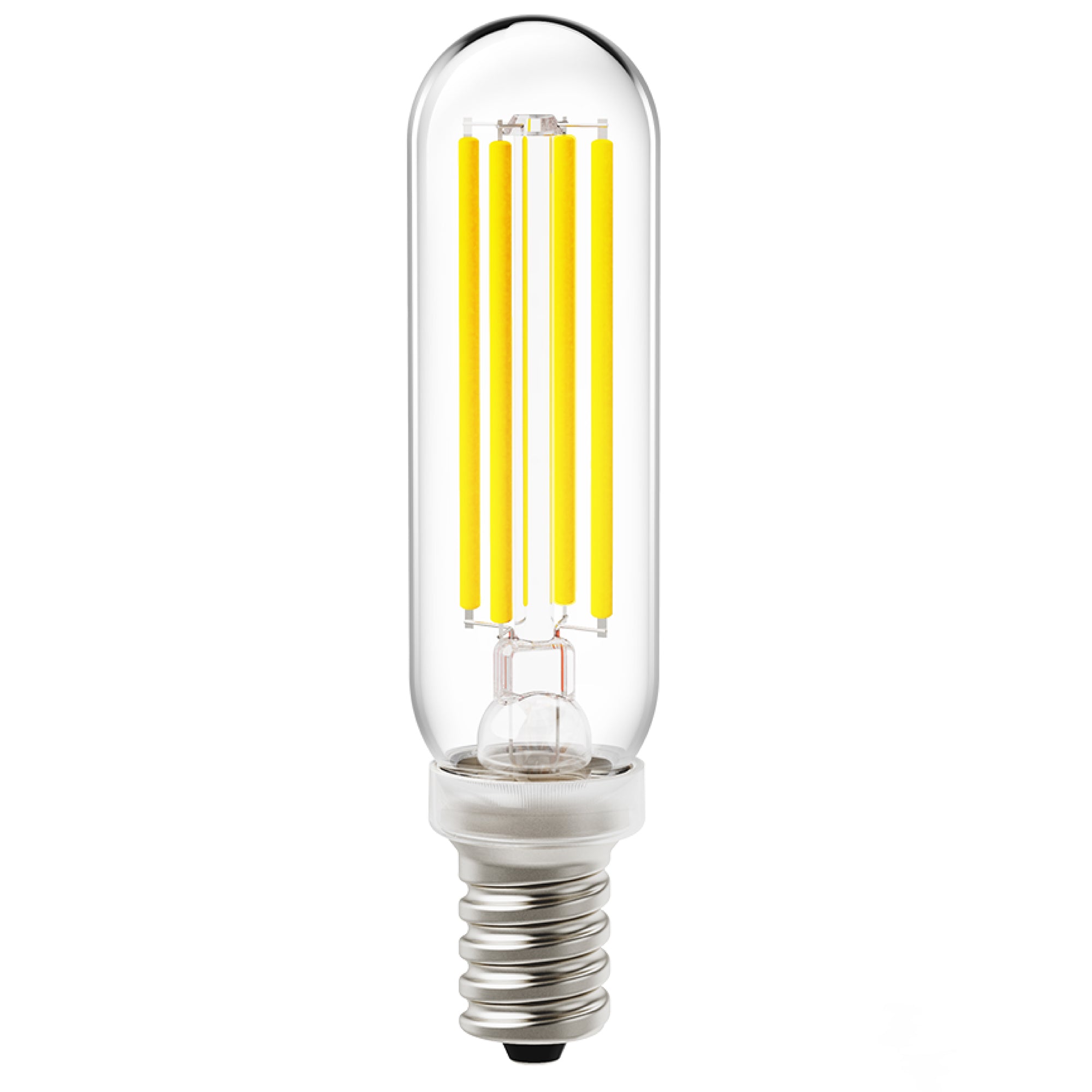 Create the retro look and feel of a bygone era with the dimmable Sunco T6 LED Filament Bulb. This wet rated light bulb is tubular in shape and ideal for pendant lamp fixtures where you can see the vintage styling and the LED Filament inside the glass bulb. This bulb features an E12 candelabra base for chandeliers, pendants, unique fixtures, and single bulb light fixtures.