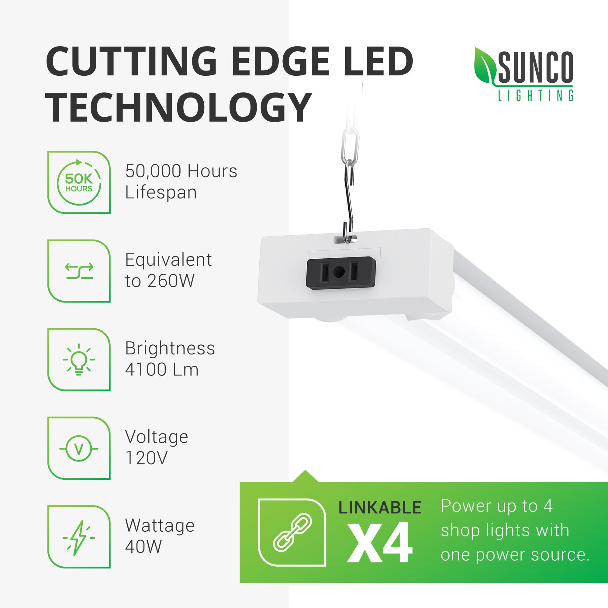 LED Shop Light, 4ft, Utility, Frosted, 4100 Lumens