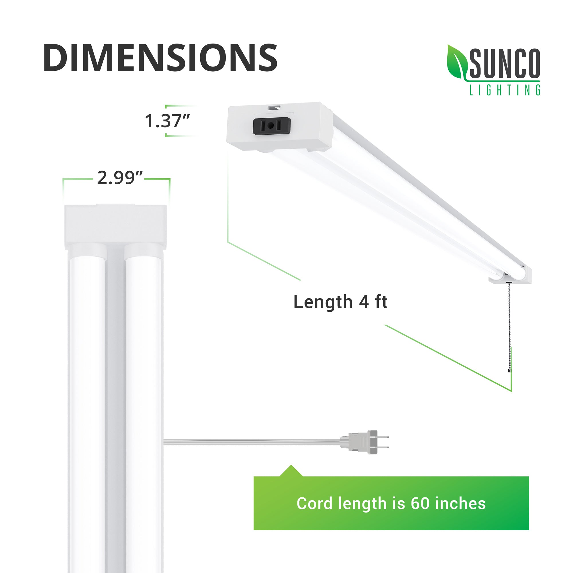 LED Shop Light, 4ft, Utility, Frosted, 4100 Lumens