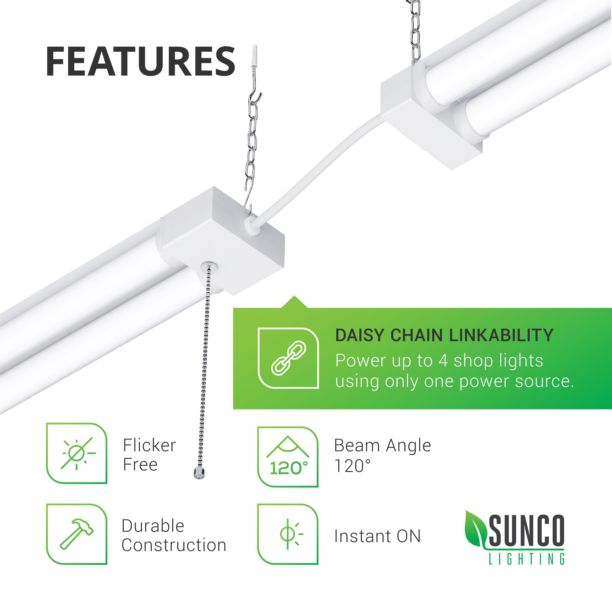 LED Shop Light, 4ft, Utility, Frosted, 4100 Lumens