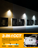 Sunco Lighting Selectable 3 CCT Wall Pack 3000K 4000K 5000K Integrated Color Temperature Switch Instant-On Flicker-Free